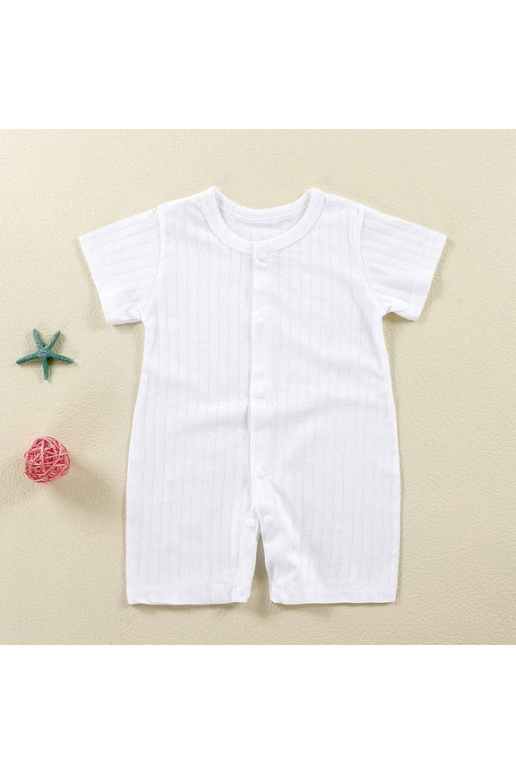 Newborn Rompers Crew Neck Breathable Stretch Lightweight Lounge Sleep Home Casual Trendy Baby Jumpsuits for 3-12 Months