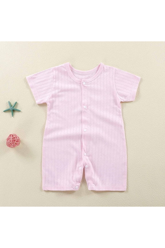 Newborn Rompers Crew Neck Breathable Stretch Lightweight Lounge Sleep Home Casual Trendy Baby Jumpsuits for 3-12 Months