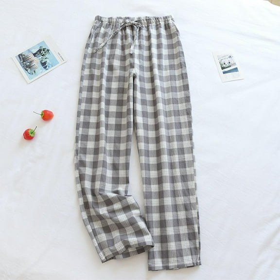 BLCHUNen Pajama Pants for Men Cotton Plaid Print Drawstring Elastic Waist Daily Home Sleeping Outdoor Casual Pants