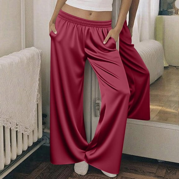 BLCHUNen Pajamas Pants for Women Lightweight Loose Elastic Waist Comfy Breathable Loungewear Trousers with Pockets