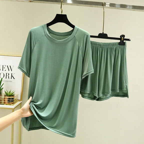 BLCHUNen Pajamas Sets for Women Pullover Camisole Tops and Shorts Satin Silk 2 Piece Outfits Lightweight Loungewear Suits