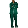 thumbnail image 1 of BLCHUNen Pajamas for Men 2 Piece Sets Casual Lightweight Long Sleeve Button down Shirts and Elastic Waist Pants Suits, 1 of 8