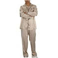thumbnail image 1 of BLCHUNen Pajamas for Men 2 Piece Sets Casual Lightweight Long Sleeve Button down Shirts and Elastic Waist Pants Suits, 1 of 8