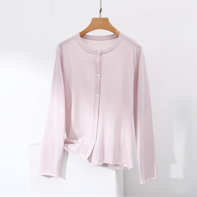 BLCHUNen Pajamas for Women Long Sleeve Crew Neck Button down Casual Lightweight Loungewear Cardigan Sweaters