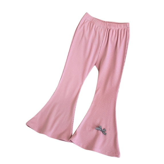 BLCHUNen Pants for Girl Flare Leg Cute Pants Comfy Elastic High Waisted Bowknot Kids Pants for Daily Wear