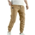 thumbnail image 1 of BLCHUNen Pants for Men Elastic Mid Waisted Cargo Pants Casual Fitting Summer Drawstring Trousers with Pockets,XL,Khaki, 1 of 6