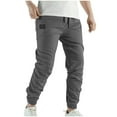 thumbnail image 1 of BLCHUNen Pants for Men Elastic Mid Waisted Cargo Pants Casual Fitting Summer Drawstring Trousers with Pockets,XXXL,Gray, 1 of 6
