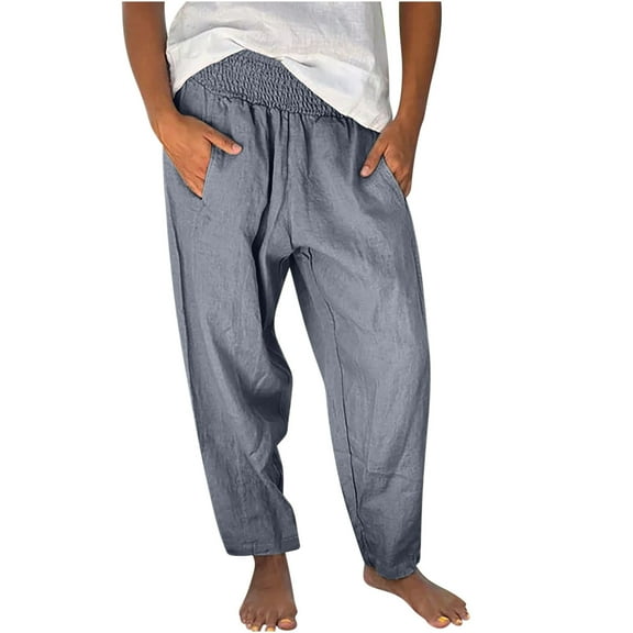 BLCHUNen Pants for Women Casual Lightweight Loose Breathable Elastic Waist Sports Workout Pants with Pockets