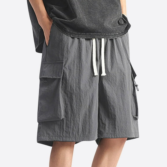 BLCHUNen Plus Size Mens Cargo Shorts Quick Drying Breathable Drawstring Work Shorts with Pockets,M-5XL