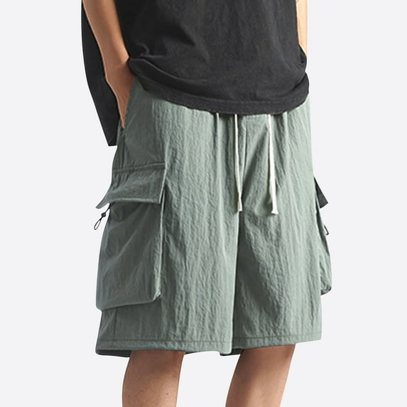BLCHUNen Plus Size Mens Cargo Shorts Quick Drying Breathable Drawstring Work Shorts with Pockets,M-5XL