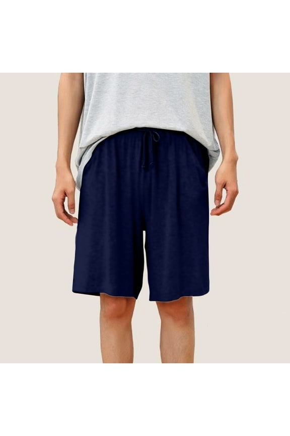 Plus Size Mens Lounge Shorts Breathable Drawstring comfy stretch Home Shorts with Pockets,L-5xl