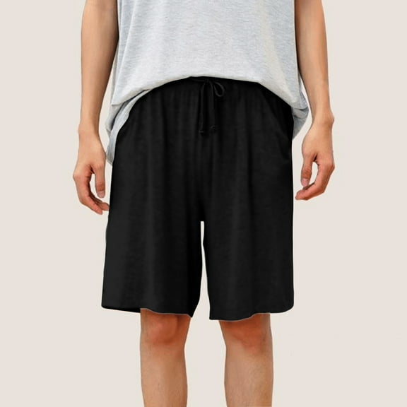 BLCHUNen Plus Size Mens Lounge Shorts Breathable Drawstring comfy stretch Home Shorts with Pockets,L-5xl