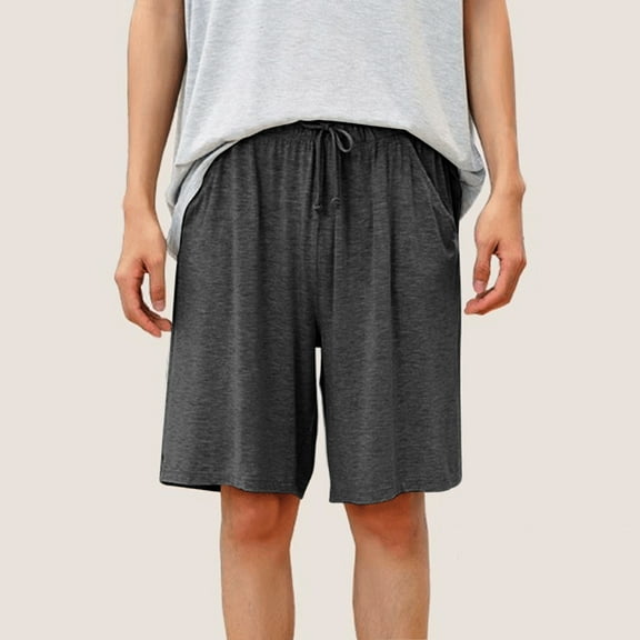BLCHUNen Plus Size Mens Lounge Shorts Breathable Drawstring comfy stretch Home Shorts with Pockets,L-5xl