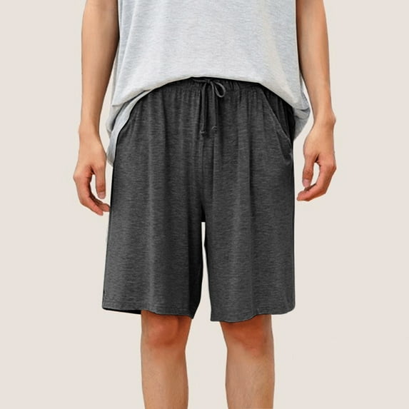 BLCHUNen Plus Size Mens Lounge Shorts Breathable Drawstring comfy stretch Home Shorts with Pockets,L-5xl