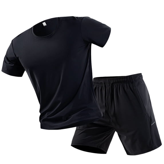 BLCHUNen Plus Size Workout Sets for Men Summer Crew Neck Gym Tops Athletic Shorts Stretchy Tracksuit Sets Clothing,L,Gray