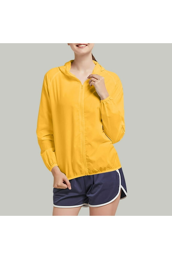 Raincaots for Women Long Sleeve Full Zip up Windbreaker Jackets Lightweight Hooded Workout Gym Sports Tops