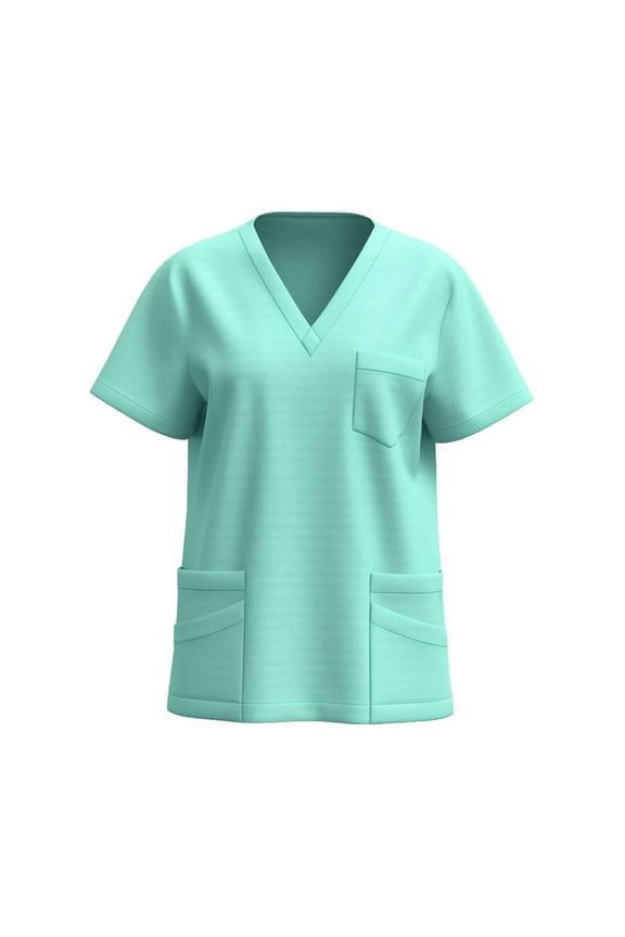 Scrubs Tops for Women V Neck Pullover Casual Nurse Lightweight Loose Breathable Work Shirts with Multi Pocket