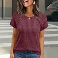 thumbnail image 1 of BLCHUNen Short Sleeve Sweaters for Women Casual Ribbed Button Lightweight Crew Neck Pullover Summer Blouses, 1 of 9
