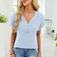 thumbnail image 1 of BLCHUNen Short Sleeve Sweaters for Women Ribbed Button V Neck Pullover Casual Lightweight Sports Workout Blouses, 1 of 9