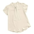 thumbnail image 1 of BLCHUNen Summer Chiffon Tops for Women Plus Size Tie V Neck Ruffle Short Sleeve Flowy Shirts Elegant Casual Work Blouse, 1 of 3