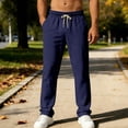 thumbnail image 1 of BLCHUNen Summer Mens Casual Pants Beach Vacation Elactic Waist Lightweight Drawstring Pants with Pockets, 1 of 9