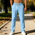 thumbnail image 1 of BLCHUNen Summer Mens Casual Pants Beach Vacation Elactic Waist Lightweight Drawstring Pants with Pockets, 1 of 9