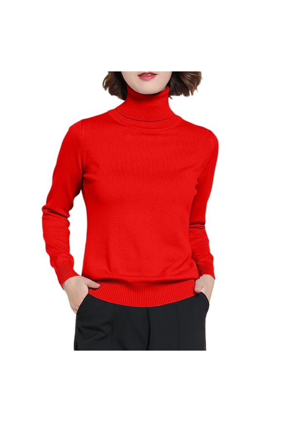 Sweaters for Women Turtle Neck Pullover Slim Fitted Stretch Casual Workout Fall Winter Warm Long Sleeve Tops