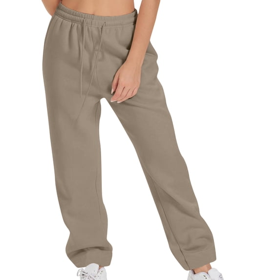 BLCHUNen Sweatpants Women Drawstring Casual Fitting Workout Pants Elastic High Waist Lightweight Athletic Joggers,XL,Khaki