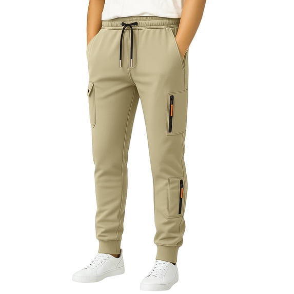 BLCHUNen Sweatpants for Men Casual Zipper Drawstring Elastic Waist Leisure Workout Joggers Pants with Multi Pockets