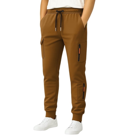 BLCHUNen Sweatpants for Men Casual Zipper Drawstring Elastic Waist Leisure Workout Joggers Pants with Multi Pockets