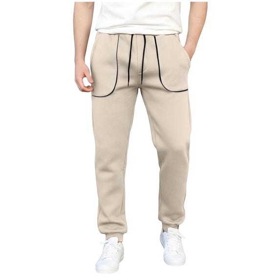 BLCHUNen Sweatpants for Men Running Athletic Joggers Lightweight Mid Elastic Waisted Casual Drawstring Pants,L,Khaki