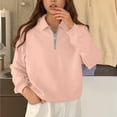 thumbnail image 1 of BLCHUNen Sweatshirts Jackets for Women 1/4 Zip Turndown Collar Pullover Casual Workout Gym Sports Fall Long Sleeve Tops, 1 of 6