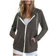 thumbnail image 1 of BLCHUNen Sweatshirts Jackets for Women Ribbed Knitted Full Zip up Hooded Drawstring Casual Long Sleeve Fall Tops with Pockets, 1 of 7