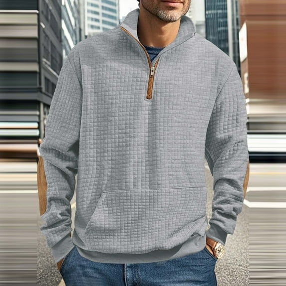 BLCHUNen Sweatshirts for Men 1/4 Zip Pullover Stand Collar Casual Long Sleeve Workout Sports Fall Winter Tops with Pocket