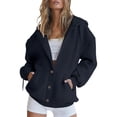 thumbnail image 1 of BLCHUNen Sweatshirts for Women Button down Drawstring Hooded Casual Long Sleeve Shirts Workout Sports Leisure Fall Tops, 1 of 6