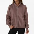 thumbnail image 1 of BLCHUNen Sweatshirts for Women Full Zip up Long Sleeve Cardigan Hoodless Drawstring Tops Sports Athletic Gym Active Casual Tops, 1 of 9