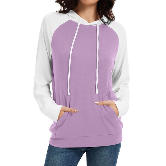 BLCHUNen Sweatshirts for Women Hooded Drawstring Pullover Casual Fall Tops with Pocket Leisure Workout Long Sleeve Tops