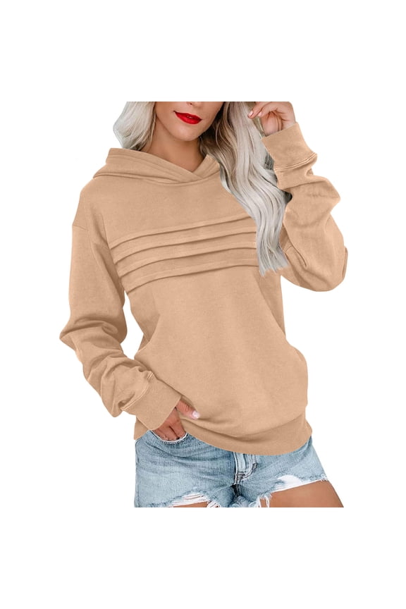 Hoodies for Women Pullover Chest Pleated Casual Sweatshirts Workout Gym Active Leisure Fall Long Sleeve Tops