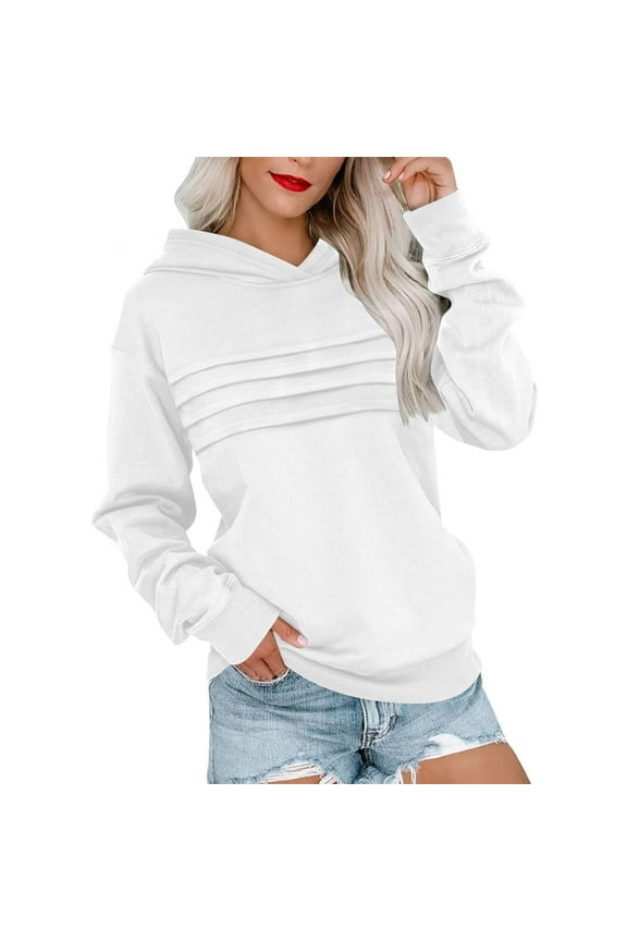 Hoodies for Women Pullover Chest Pleated Casual Sweatshirts Workout Gym Active Leisure Fall Long Sleeve Tops