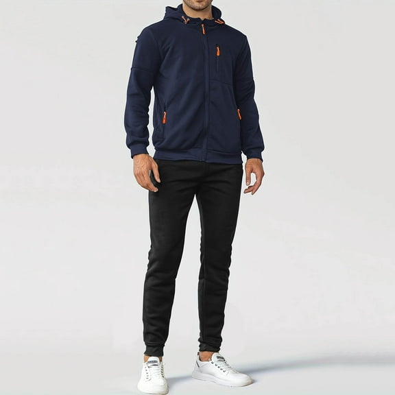 BLCHUNen Sweatsuits for Men 2 Piece Sets Full Zip up Hooded Long Sleeve Workout Sports Running Jogger Tracksuits with Multi Pockets