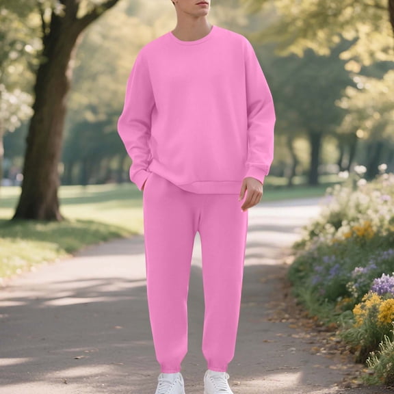 BLCHUNen Sweatsuits for Men Casual Lightweight Crew Neck Pullover Tops and Joggers Pants with Pockets Long Sleeve 2 Piece Sets