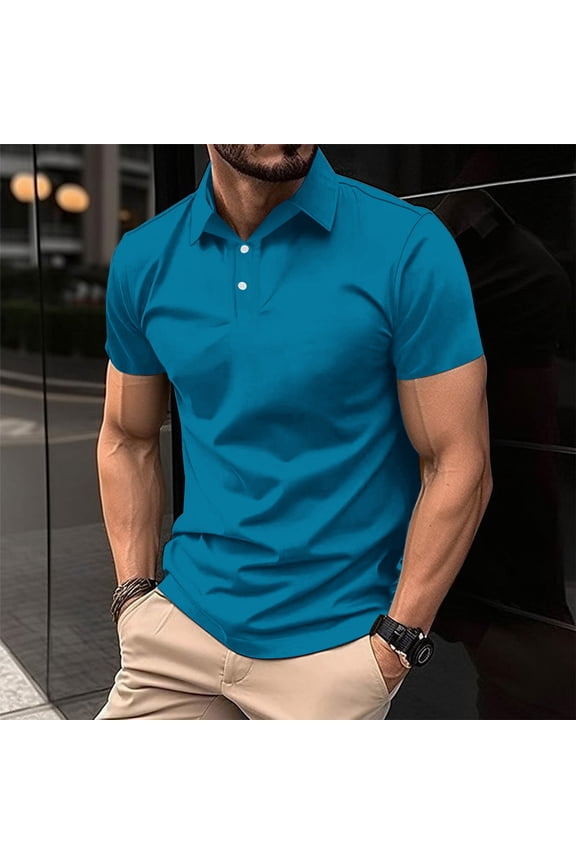 T Shirts for Men Turn Down Collar Work Wear Basic Tops S-4xl Summer Casual Fitted Short Sleeve Tee Shirts