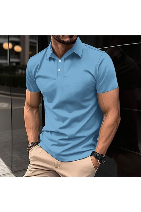 T Shirts for Men Turn Down Collar Work Wear Basic Tops S-4xl Summer Casual Fitted Short Sleeve Tee Shirts