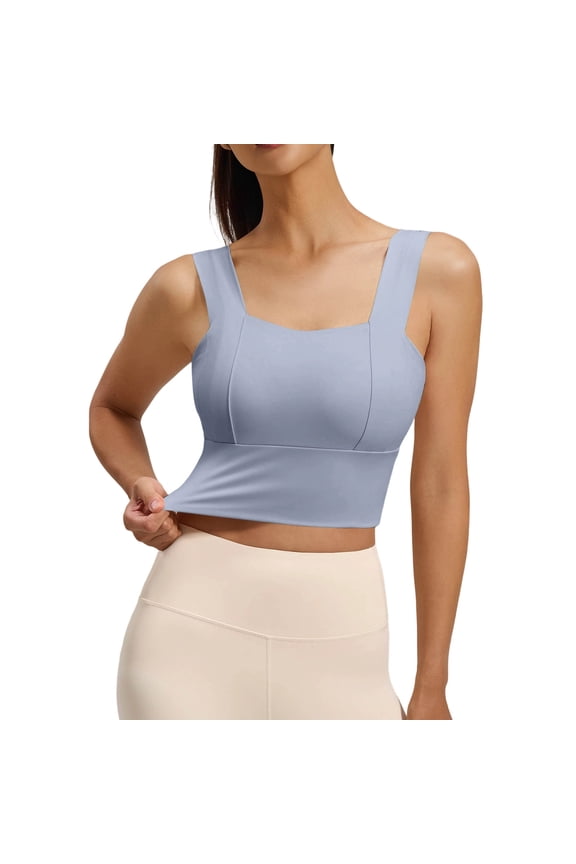 Tank Tops for Women Square Neck Sleeveless Quick Dry Running Tees Summer Stretchy Athletic Tops with Built in Bra