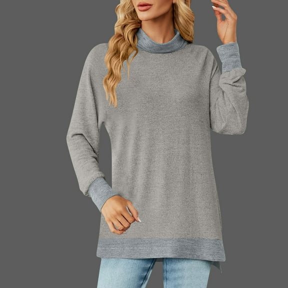 BLCHUNen Tops for Women Long Sleeve Fall Shirts Pullover High Neck Loose Stretch Breathable Workout Sports Active Casual Blouses