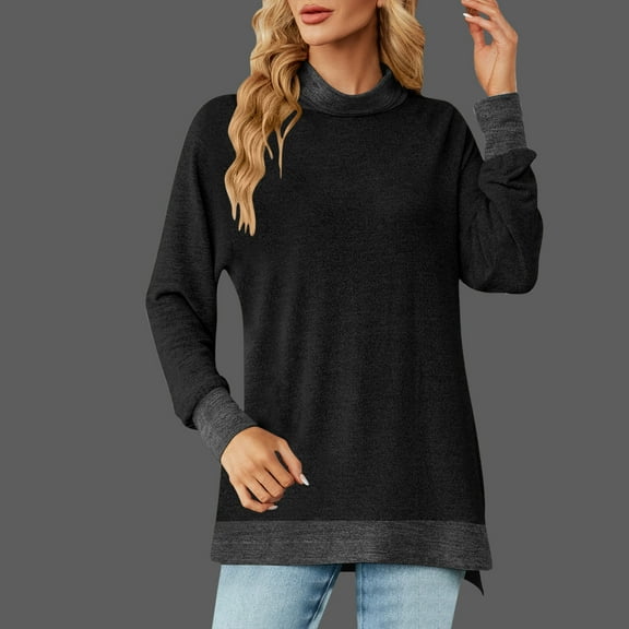 BLCHUNen Tops for Women Long Sleeve Fall Shirts Pullover High Neck Loose Stretch Breathable Workout Sports Active Casual Blouses