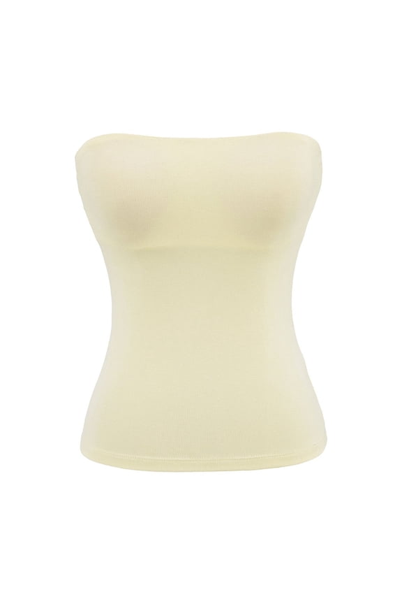 Tube Tops for Women Cotton Strapless Cropped Slim Fitted Base Layer Casual Lightweight Summer Going out Tops