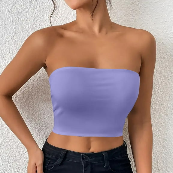 BLCHUNen Tube Tops for Women Sleeveless Pullover Breathable Trendy Cropped Tops Stretch Lightweight Sports Active Casual Tank Tops