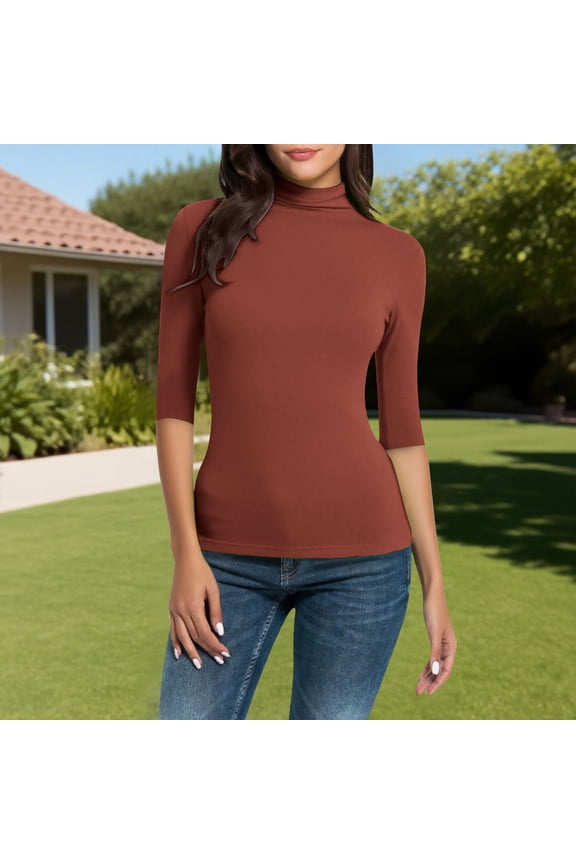 Turtle Tops for Women Half Sleeve Lightweight Slim Fitted Pullover Breathable Casual Summer Tops