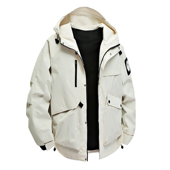 BLCHUNen Windbreaker Jackets for Men Hooded Zipper Drawstring Quick Drying Casual Workout Sports Active Climbing Athletic Coat